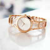 Calvin Klein Class White Dial Rose Gold Steel Strap Watch for Women - K6R23626