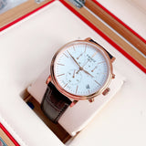 Tissot Carson Premium Chronograph White Dial Brown Leather Strap Watch For Men - T122.417.36.011.00