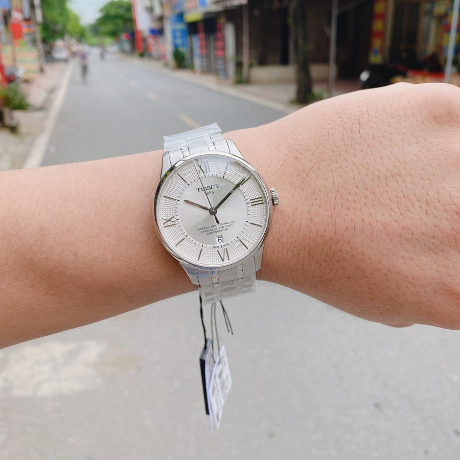 Tissot T Classic Chemin Des Tourelles Silver Dial Silver Steel Strap Watch For Men - T099.408.11.038.00