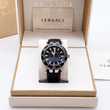 Versace Greca Sport Quartz Black Dial Black Leather Strap Watch For Men - VEZ300221