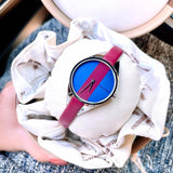 Calvin Klein Rebel Blue Maroon Dial Maroon Leather Strap Watch for Women - K8P231UN