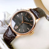 Tissot T Classic Chemin Des Tourelles Powermatic 80 Brown Dial Brown Leather Strap Watch for Men - T099.407.36.447.00