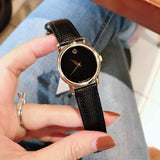 Movado Museum Black Dial Black Leather Strap Watch For Women - 2100006