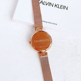 Calvin Klein Authentic Silver Dial Rose Gold Mesh Bracelet Watch for Women - K8G23626