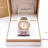 Versace Chain Reaction Quartz White Dial Two Tone Steel Strap Watch for Men - VEDY00519