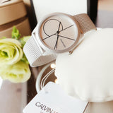 Calvin Klein Minimal White Dial Silver Mesh Bracelet Watch for Men - K3M5115X