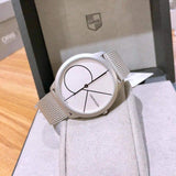 Calvin Klein Minimal White Dial Silver Mesh Bracelet Watch for Men - K3M5115X