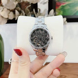 Fossil Rye Automatic Skeleton Silver Dial Silver Steel Strap Watch for Women - BQ3753