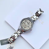 Fossil Rye Automatic Skeleton Silver Dial Silver Steel Strap Watch for Women - BQ3753