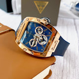 Guess Phoenix Multifunction Blue Dial Blue Rubber Strap Watch for Men - GW0202G4