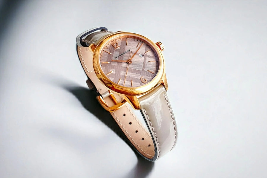 Burberry The Classic Quartz Grey Dial Grey Leather Strap Watch For Women - BU10119