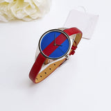 Calvin Klein Rebel Blue Maroon Dial Maroon Leather Strap Watch for Women - K8P231UN