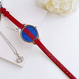 Calvin Klein Rebel Blue Maroon Dial Maroon Leather Strap Watch for Women - K8P231UN