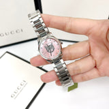 Gucci G Timeless Quartz Mother of Pearl Pink Dial Silver Steel Strap Watch For Women - YA1265013