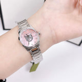 Gucci G Timeless Quartz Mother of Pearl Pink Dial Silver Steel Strap Watch For Women - YA1265013