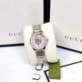 Gucci G Timeless Quartz Mother of Pearl Pink Dial Silver Steel Strap Watch For Women - YA1265013