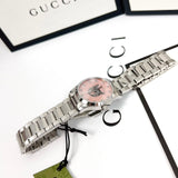 Gucci G Timeless Quartz Mother of Pearl Pink Dial Silver Steel Strap Watch For Women - YA1265013