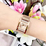 Guess Nouveau Diamonds Rose Gold Dial Rose Gold Mesh Bracelet Watch for Women - W0127L3