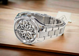 Fossil Rye Automatic Skeleton Silver Dial Silver Steel Strap Watch for Women - BQ3753