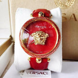 Versace Palazzo Empire Red Dial Red Leather Strap Watch for Women - VCO120017