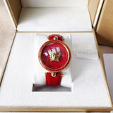 Versace Palazzo Empire Red Dial Red Leather Strap Watch for Women - VCO120017