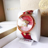 Versace Palazzo Empire Red Dial Red Leather Strap Watch for Women - VCO120017