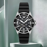 Emporio Armani Meccanico Automatic Black Dial Black Silicone Strap Watch For Men - AR60062