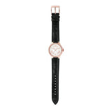 Michael Kors Camille Three-Hand Crystals White Dial Black Leather Strap Watch for Women - MK2962