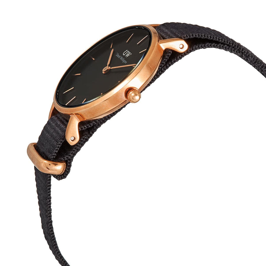 Daniel Wellington Petite Cornwall Black Dial Black Nylon Strap Watch for Women - DW00100247