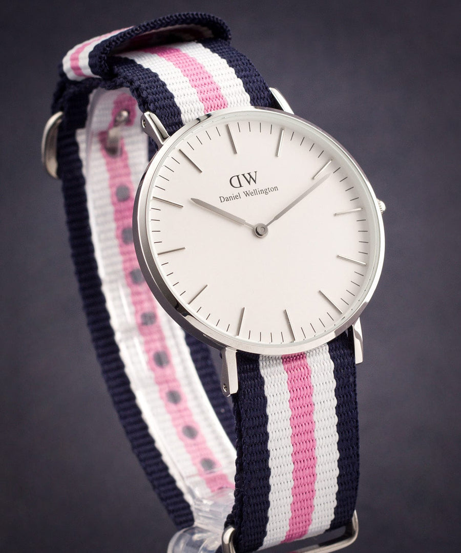 Daniel Wellington Classic Southampton White Dial Three Tone Nylon Strap Watch For Women - DW00100050