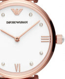 Emporio Armani Gianni T-Bar Quartz White Dial Rose Gold Steel Strap Watch For Women - AR11267