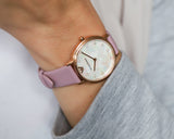 Emporio Armani Kappa Mother Of Pearl White Dial Pink Leather Strap Watch For Women - AR11130