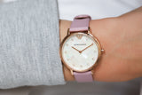 Emporio Armani Kappa Mother Of Pearl White Dial Pink Leather Strap Watch For Women - AR11130