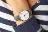 Emporio Armani Gianni T Bar White Crystal Pave Dial Silver Stainless Steel Strap Watch For Women - AR1925