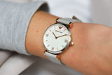 Emporio Armani Gianni T Bar Quartz Mother of Pearl Dial White Leather Strap Watch For Women - AR1965