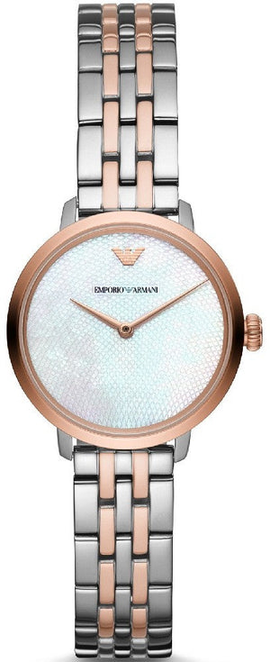 Emporio Armani Modern Slim Analog Mother of Pearl Dial Two Tone Steel Strap Watch For Women - AR11157