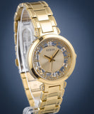 Guess Crystal Clear Analog Gold Dial Gold Steel Strap Watch for Women - GW0470L2