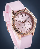 Guess Sparkling Diamonds Pink Dial Pink Rubber Strap Watch for Women - W0032L9