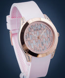 Guess Clarity Gold Dial Pink Silicone Strap Watch for Women - GW0109L2