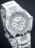 Guess Vista Diamonds Silver Dial Silver Steel Strap Watch for Women - W12080L1