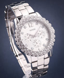 Guess Dazzler Diamonds Silver Dial Silver Steel Strap Watch for Women - W0335L1