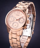 Guess Mini Sunrise Chronograph Quartz Rose Gold Dial Rose Gold Steel Strap Watch For Women - W0448L3