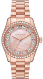 Michael Kors Lexington Three Hand Mother of Pearl Pink Dial Rose Gold Steel Strap Watch For Women - MK7444