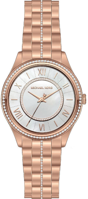 Michael Kors Lauryn Mother of Pearl Dial Rose Gold Steel Strap Watch for Women - MK3716