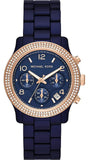 Michael Kors Runway Chronograph Blue Dial Blue Steel Strap Watch for Women - MK7423