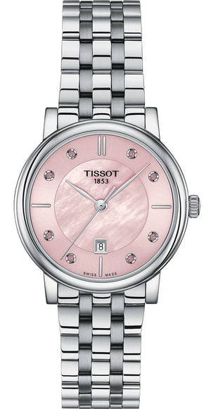 Tissot Carson Premium Lady Pink Mother of Pearl Dial Silver Steel Strap Watch For Women - T122.210.11.159.00