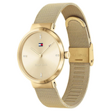 Tommy Hilfiger Lynn Quartz Gold Dial Gold Mesh Bracelet Watch For Women - 1781864