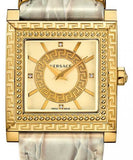 Versace DV-25 Gold Dial Off White Leather Strap Watch for Women - VQF030015