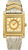 Versace DV-25 Gold Dial Off White Leather Strap Watch for Women - VQF030015