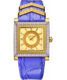 Versace Day Glam Chronograph Gold Dial Purple Leather Strap Watch for Women - VQF040015